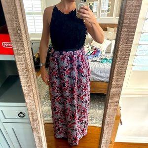 Rent the runway sz 6 Monique Lhuillier multi floral jacquard gown long maxi